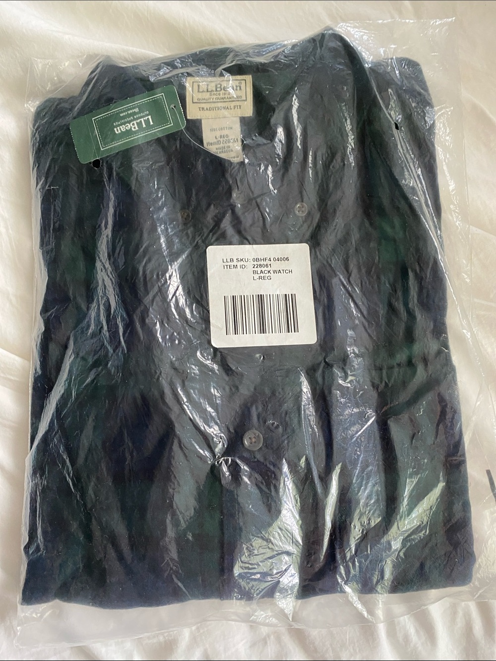 L.L. Bean Blackwatch Plaid Button-Down Shirt - Green & Black
